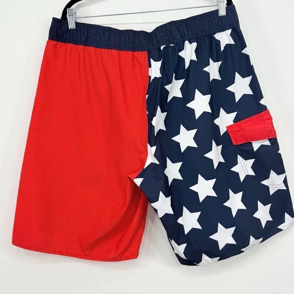 Meijer Red White Blue Starry Unlined Patriotic Board Americana Swim Shorts